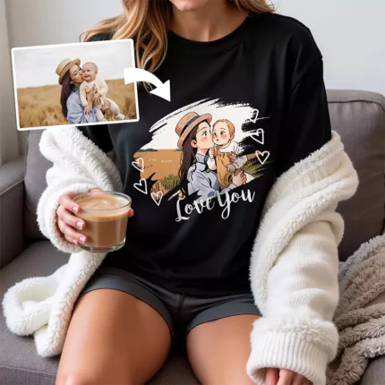 Custom shirts with cartoon style portraits, mom gifts, family gifts