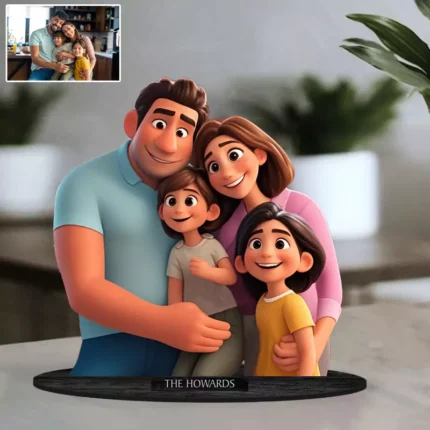 Personalized Pixar cartoon-style portrait wooden stand