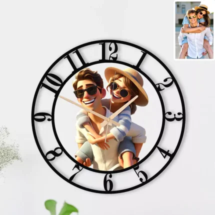Personalized Cartoon Photo Metal Clock Decoration
